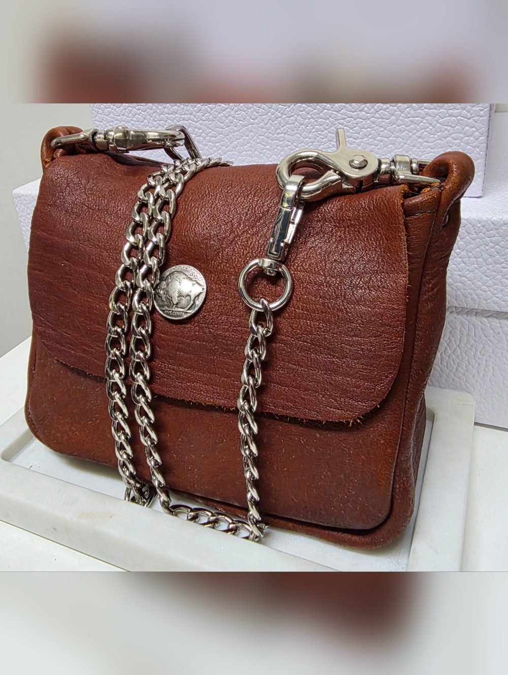 Handmade Buffalo Nickel Motorcycle Pouch NWOT SALE SALE SALE